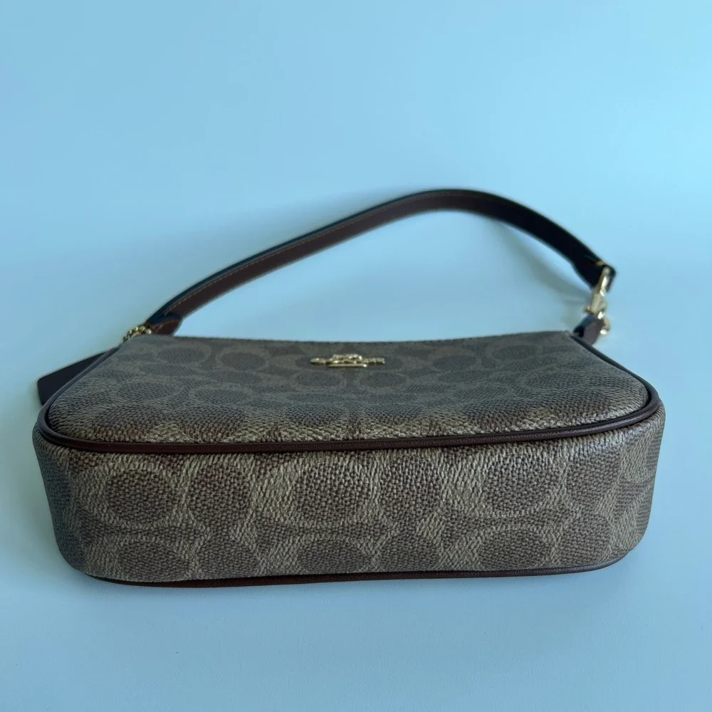 Coach Nolita 19 Brown Signature Canvas Leather Shoulder Bag Excellent